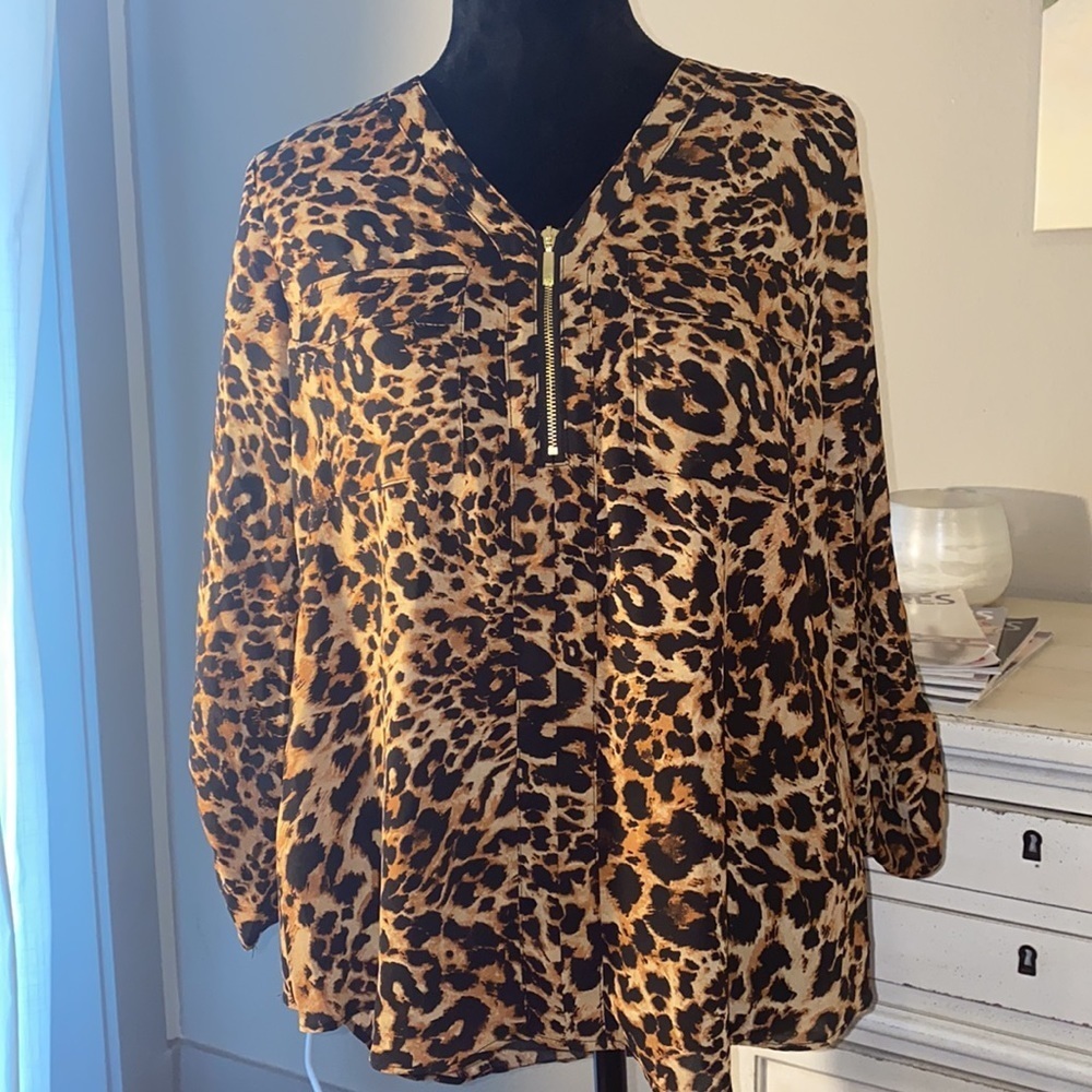 CATO Est. 1946 leopard animal print blouse gold metal SMALL​​ - Picture 5 of 14